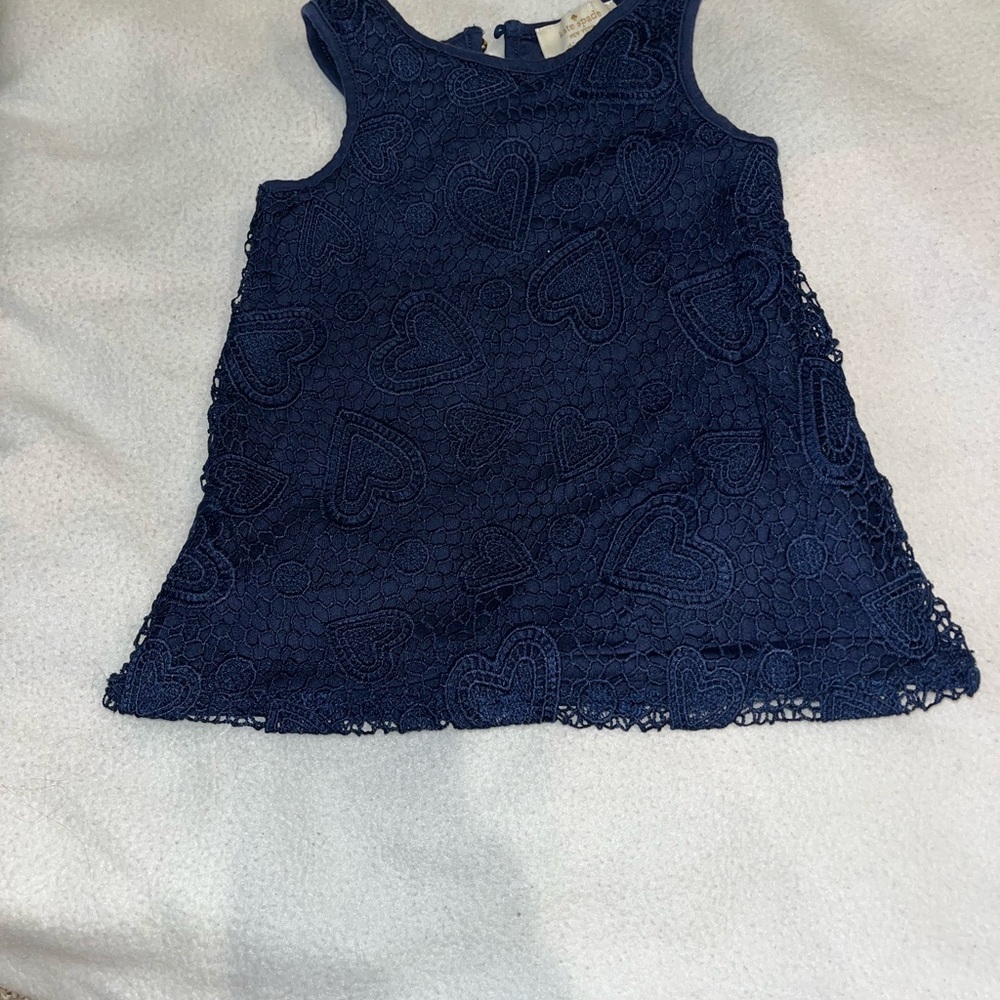 Baby girl 12 month Kate Spade formal dress navy blue fancy heart design - Picture 3 of 10